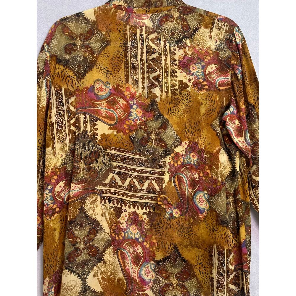 Vintage Chico’s 100% Silk Paisley Blouse Multicolor Semi Sheer Size 1 (Medium) - Picture 4 of 9